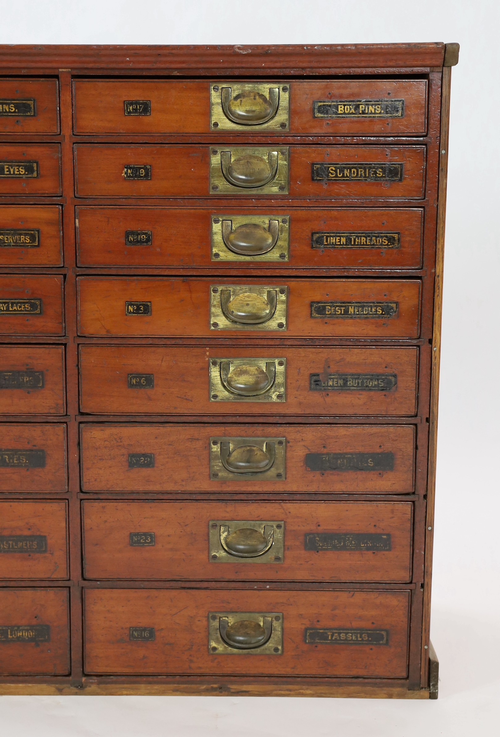 A Victorian mahogany haberdashery cabinet of twenty four drawers
